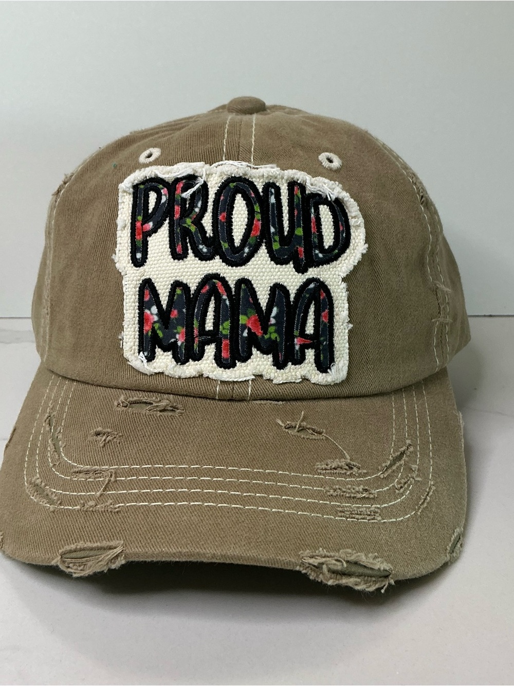 National Sportswear Baseball Cap Hat Proud Mama Vintage Distressed Adjustable